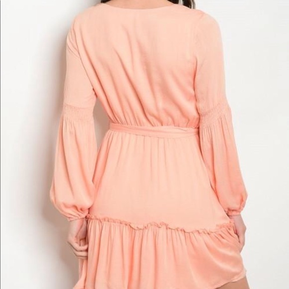 ❗️CLOSING SALE❗️Apricot Tie Waist  Ruffle Dress - Picture 4 of 4